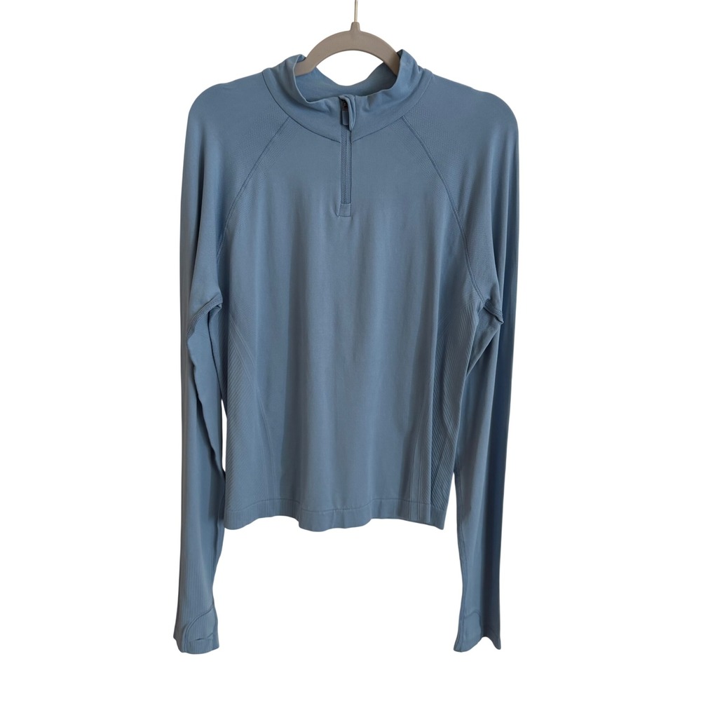 Athleta‎ Girl Momentum Quarter Zip Pullover Light Blue Kids Large 12 Thumbholes